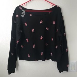 Official Rolling Stones Cropped Sweatshirt Top NWT